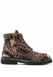 Golden Goose leopard-print lace-up boots - Marrone