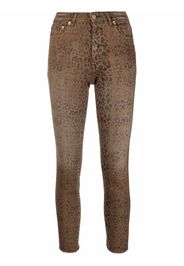 Golden Goose leopard-print cropped jeans - Marrone