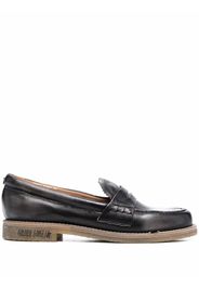Golden Goose distressed effect logo-print loafers - Nero