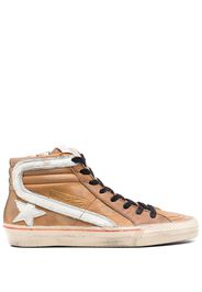 Golden Goose Slide hi-top leather sneakers - Marrone