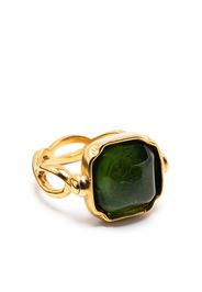 Goossens Anello placcato oro 24kt con cristallo taglio cabochon - Verde