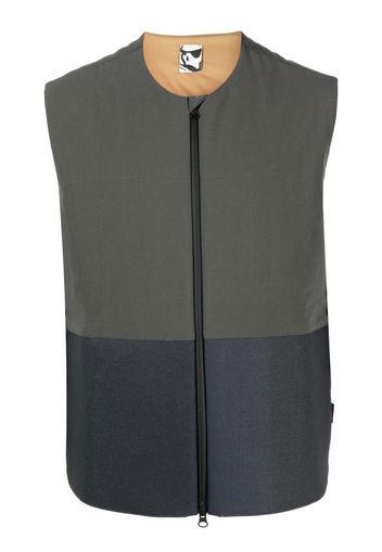 GR10K zip-up collarless gilet - Grigio