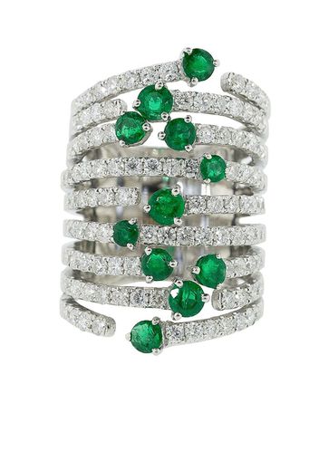 18kt white gold diamond emerald Cage ring