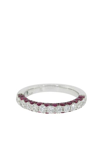 18kt white gold diamond ruby Three Sided band ring