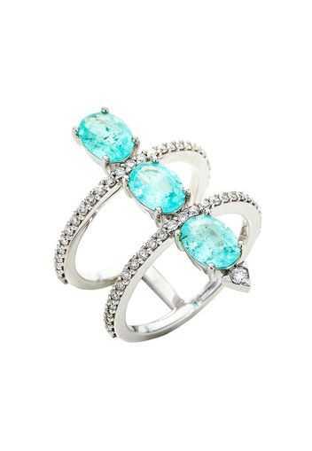 graziela 18kt white gold diamond Something Blue paraiba ring - Argento