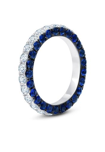 graziela 18kt white gold sapphire diamond 3 sided band ring - Argento