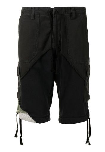 Greg Lauren distressed-finish cargo shorts - Nero