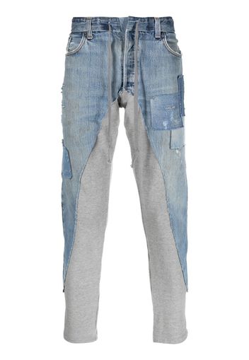 Greg Lauren patchwork-detail cropped jeans - Blu