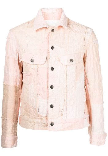 Greg Lauren distressed-effect cotton shirt jacket - Rosa