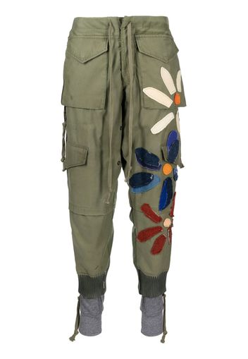 Greg Lauren floral-patch track pants - Verde