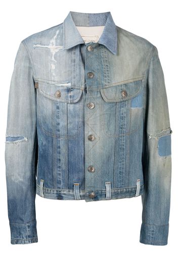 Greg Lauren distressed-effect denim jacket - Blu