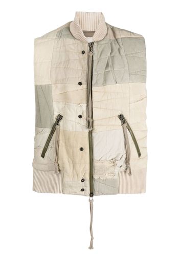 Greg Lauren patchwork zip-up gilet - Toni neutri