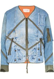 Greg Lauren zip-up denim bomber jacket - Blu