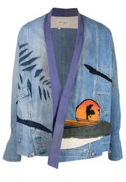 Greg Lauren Giacca denim con applicazione - Blu