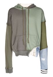 Greg Lauren colour-block panelled hoodie - Verde