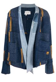 Greg Lauren patchwork short coat - Blu