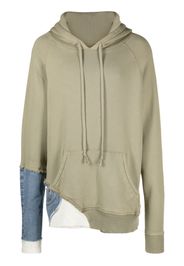 Greg Lauren layered drawstring jersey hoodie - Verde