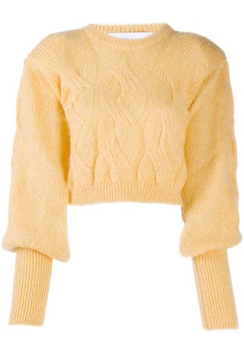 ballon-sleeved knitted jumper