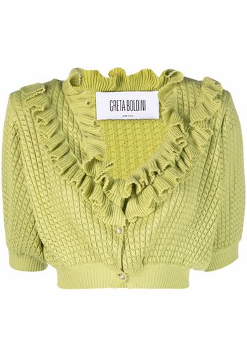 GRETA BOLDINI Cardigan con ruches crop - Verde