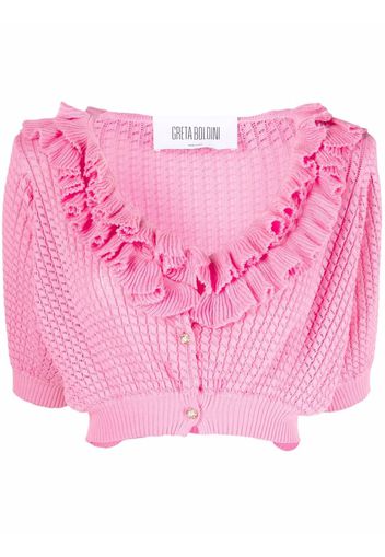 GRETA BOLDINI Cardigan con ruches crop - Rosa