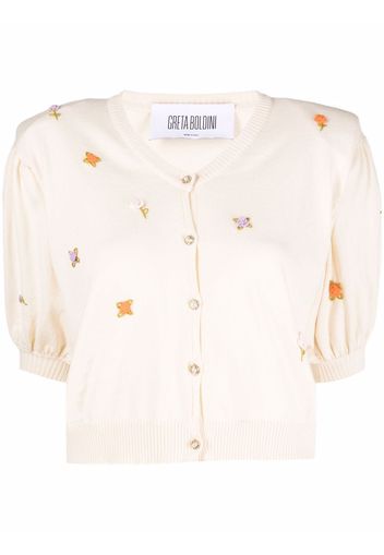 GRETA BOLDINI Cardigan con ricamo a fiori - Toni neutri