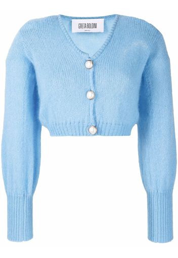 GRETA BOLDINI cropped knitted cardigan - Blu