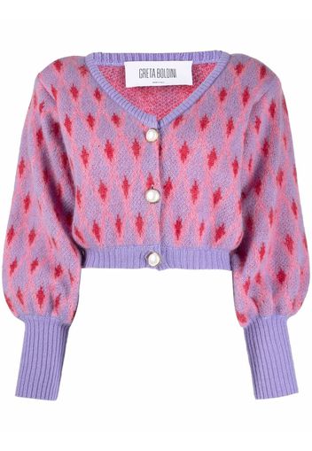 GRETA BOLDINI cropped abstract-knit cardigan - Viola