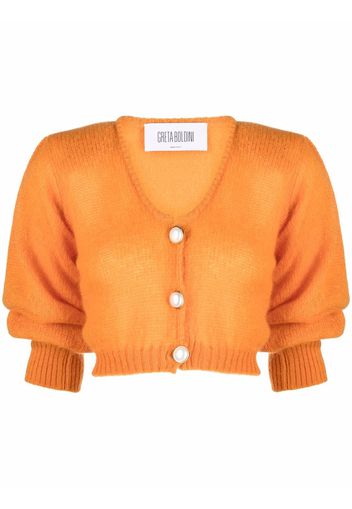 GRETA BOLDINI cropped knitted cardigan - Arancione