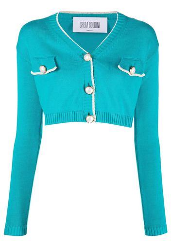 GRETA BOLDINI cropped long sleeve cardigan - Blu