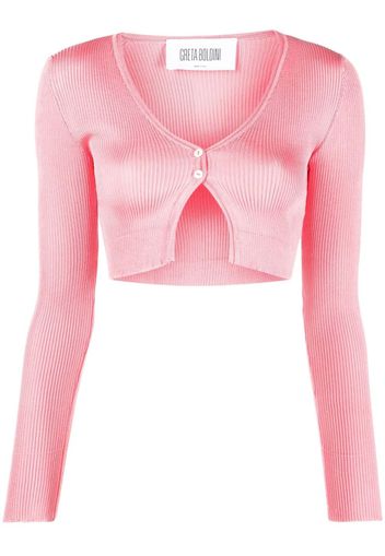 GRETA BOLDINI cropped long sleeve cardigan - Rosa