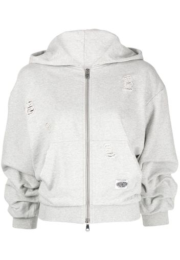 Ground Zero distressed zip-front hoodie - Grigio