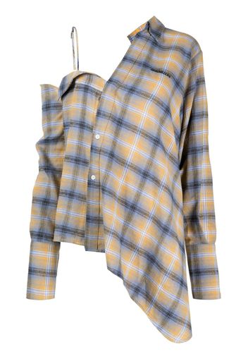 Ground Zero Camicia asimmetrica tartan - Giallo