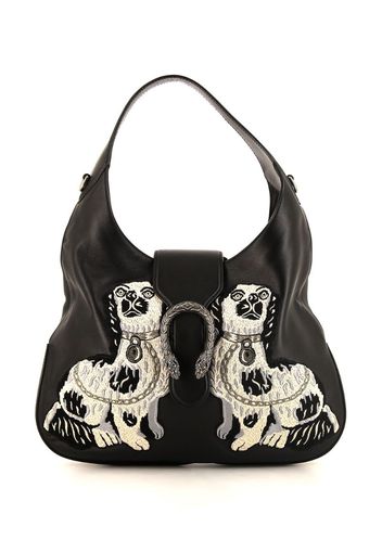 Dionysus dog embroidery hobo bag