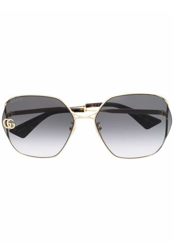 Gucci Eyewear Occhiali da sole oversize con Doppia G - Oro