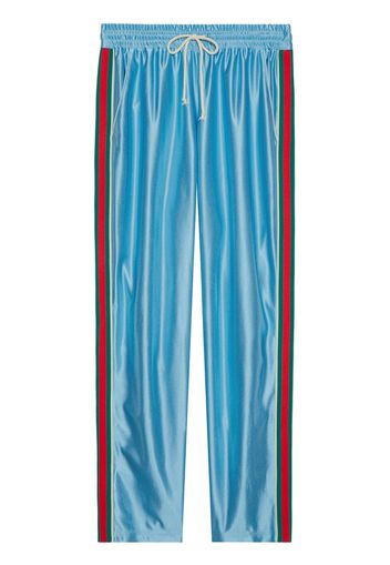 Gucci Pantaloni sportivi con decorazione Web - Blu