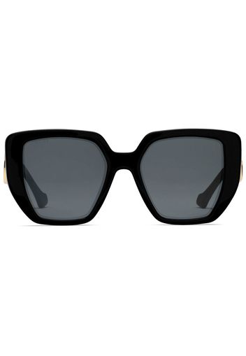 Gucci Eyewear Occhiali da sole oversize con Doppia G - Grigio