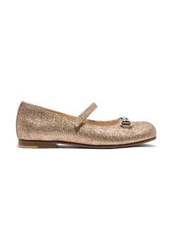 Gucci Kids Aisha glitter ballerina shoes - Oro