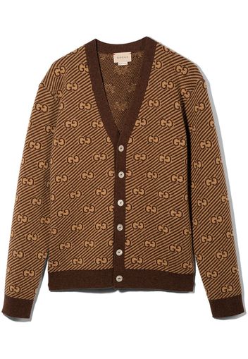 Gucci Kids GG striped V-neck cardigan - Marrone