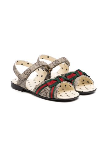 Gucci Kids Web-bow touch strap sandals - Toni neutri