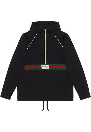 Gucci Web-stripe cotton hoodie - Nero