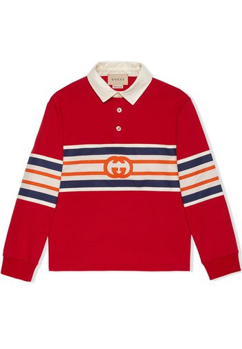 Gucci Kids Polo a righe GG - Rosso