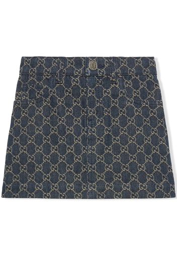 Gucci Kids Gonna denim GG con effetto jacquard - Blu