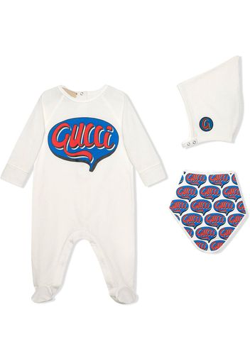 Gucci Kids Comics-print babygrow gift set - Bianco