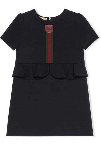 Gucci Kids Web-stripe peplum dress - Blu