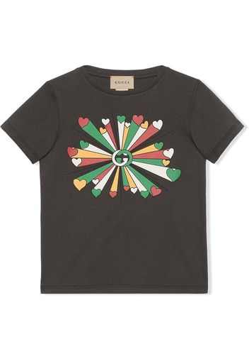 Gucci Kids GG heart-print cotton T-shirt - Nero