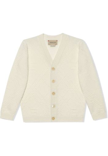 Gucci Kids logo check wool cardigan - Bianco