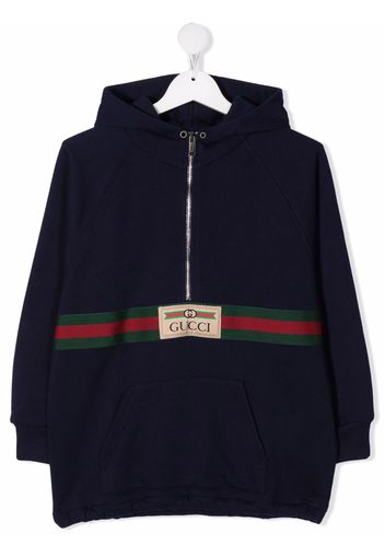 Gucci Kids House Web half-zip hoodie - Blu