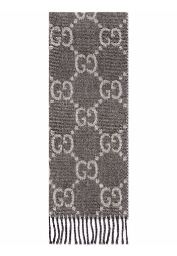 Gucci GG jacquard pattern knit scarf - Grigio