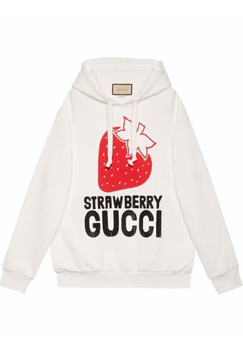 Gucci Felpa in cotone "Strawberry Gucci" - Bianco