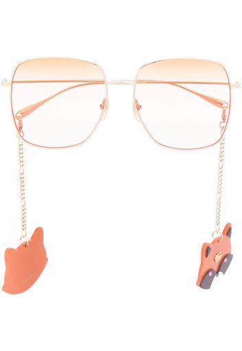 Gucci Eyewear raccoon pendant square-frame sunglasses - Oro